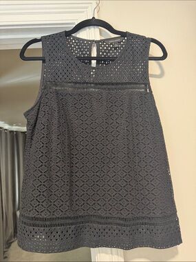 Banana Republic Black Eyelet Crochet Sleeveless Top
